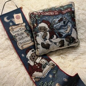 Boy’s Bear Christmas decor Pillow and Banner ￼